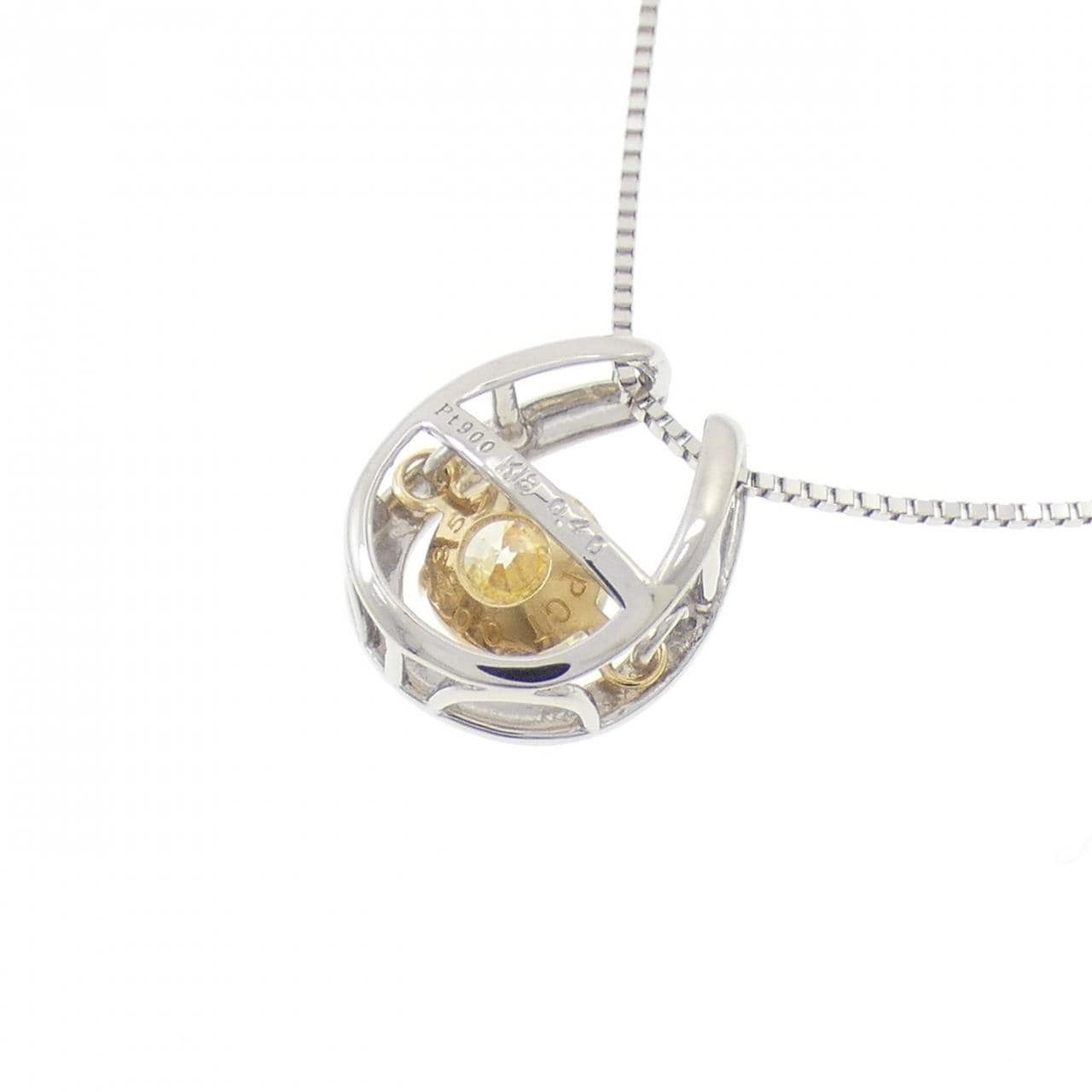 PT900/K18YG/PT850 ホースシュー ダイヤモンド ネックレス 0.40CT