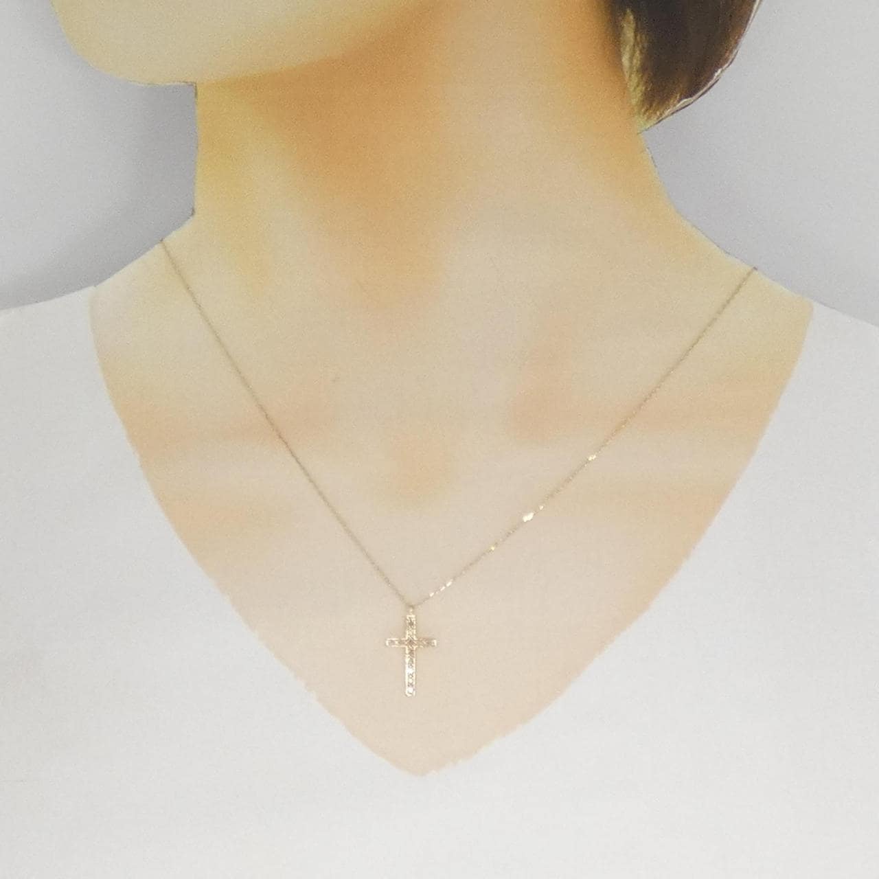 アガット クロス ダイヤモンド ネックレス
