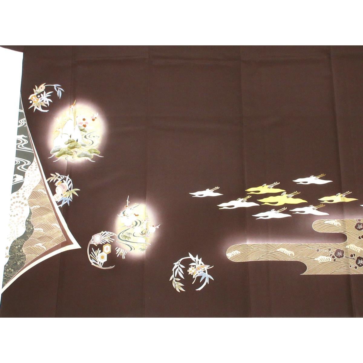 色留袖　訪問着兼用　友禅金彩加工　刺繍入り　片喰
