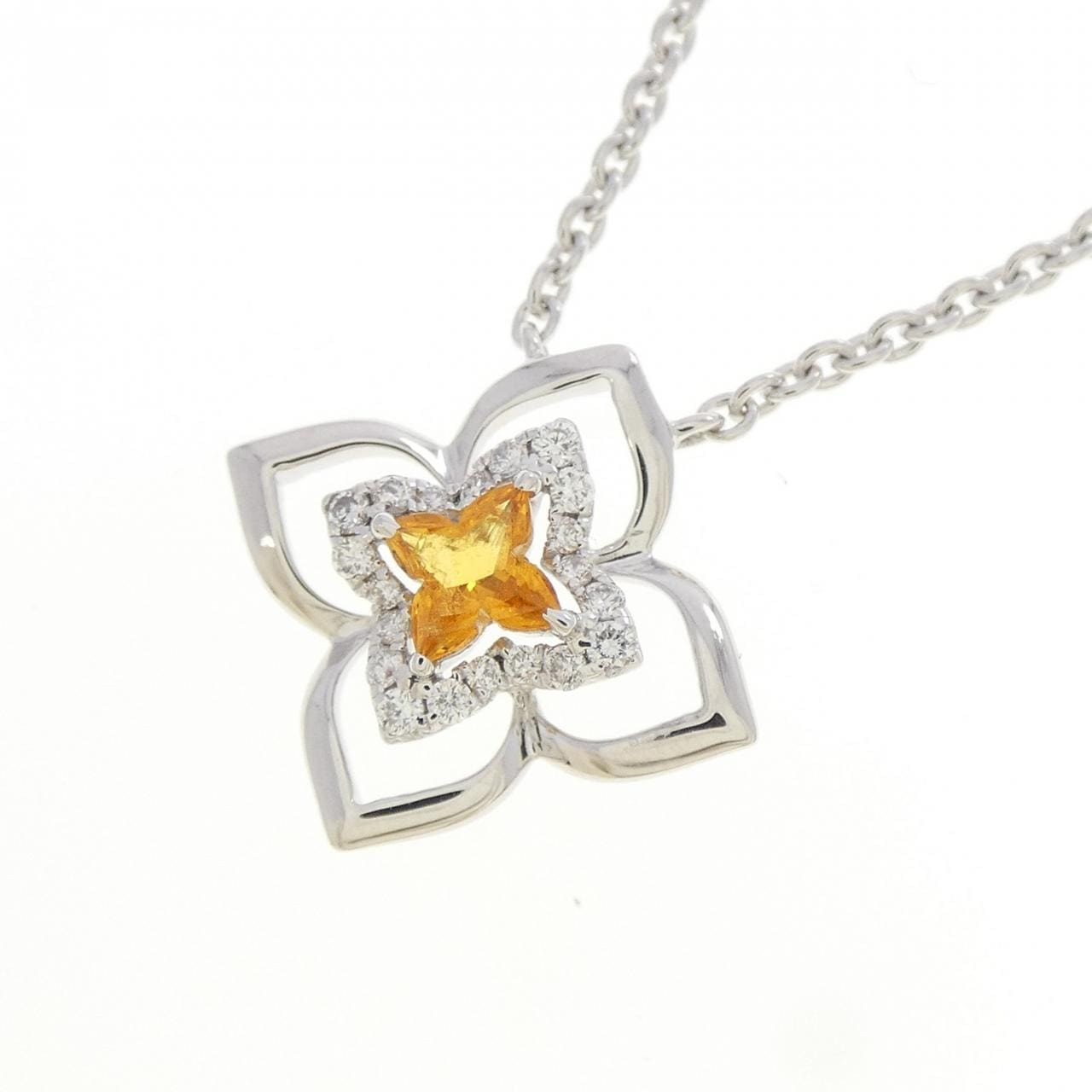 750WG フラワー サファイヤ ネックレス