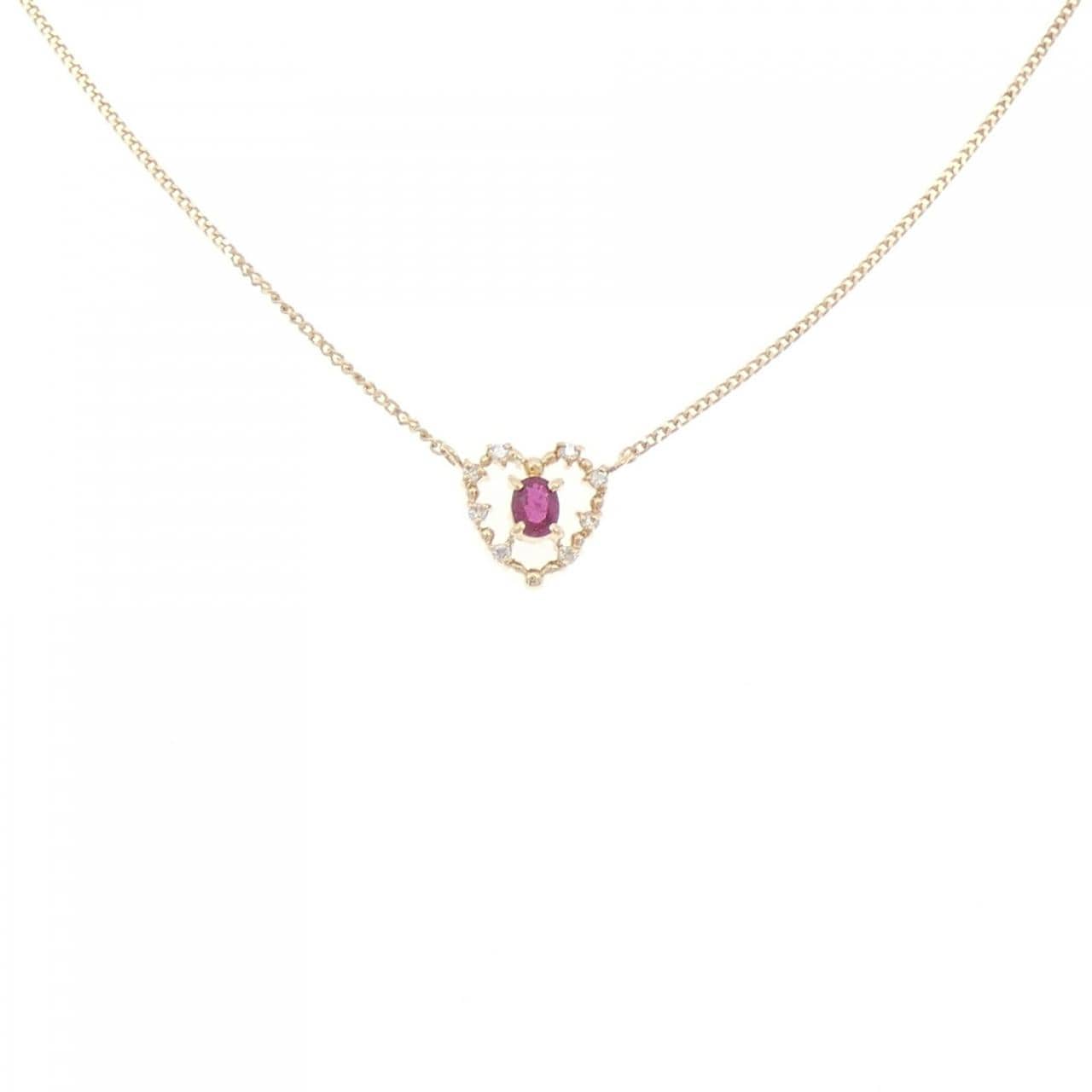 K18YG ハート ルビー ネックレス 0.24CT