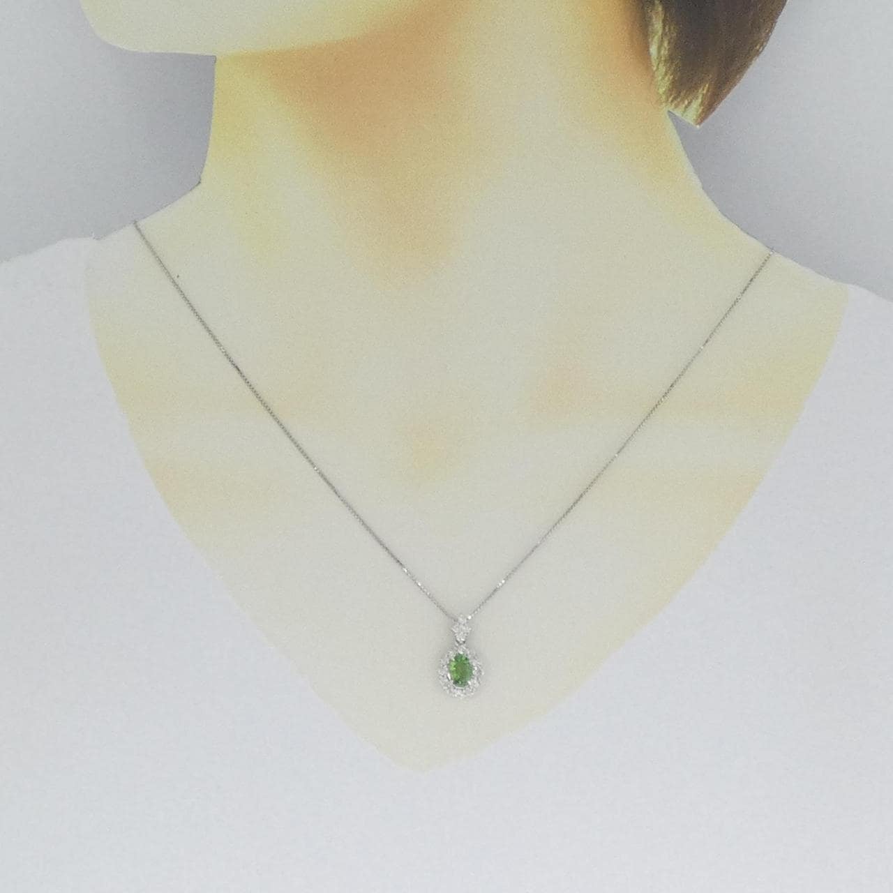 K18WG グリーンガーネット ネックレス 0.80CT