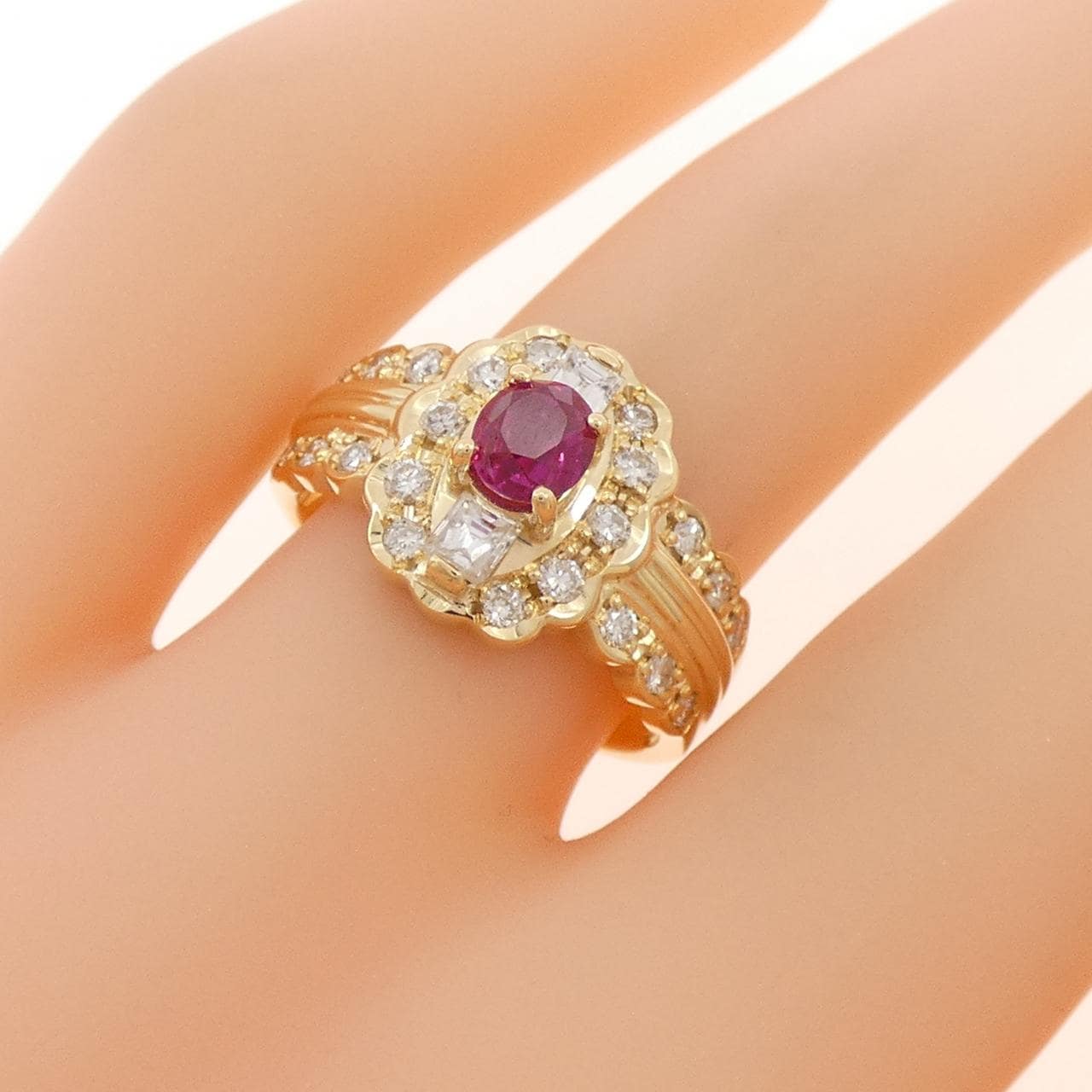 K18YG ルビー リング 0.53CT