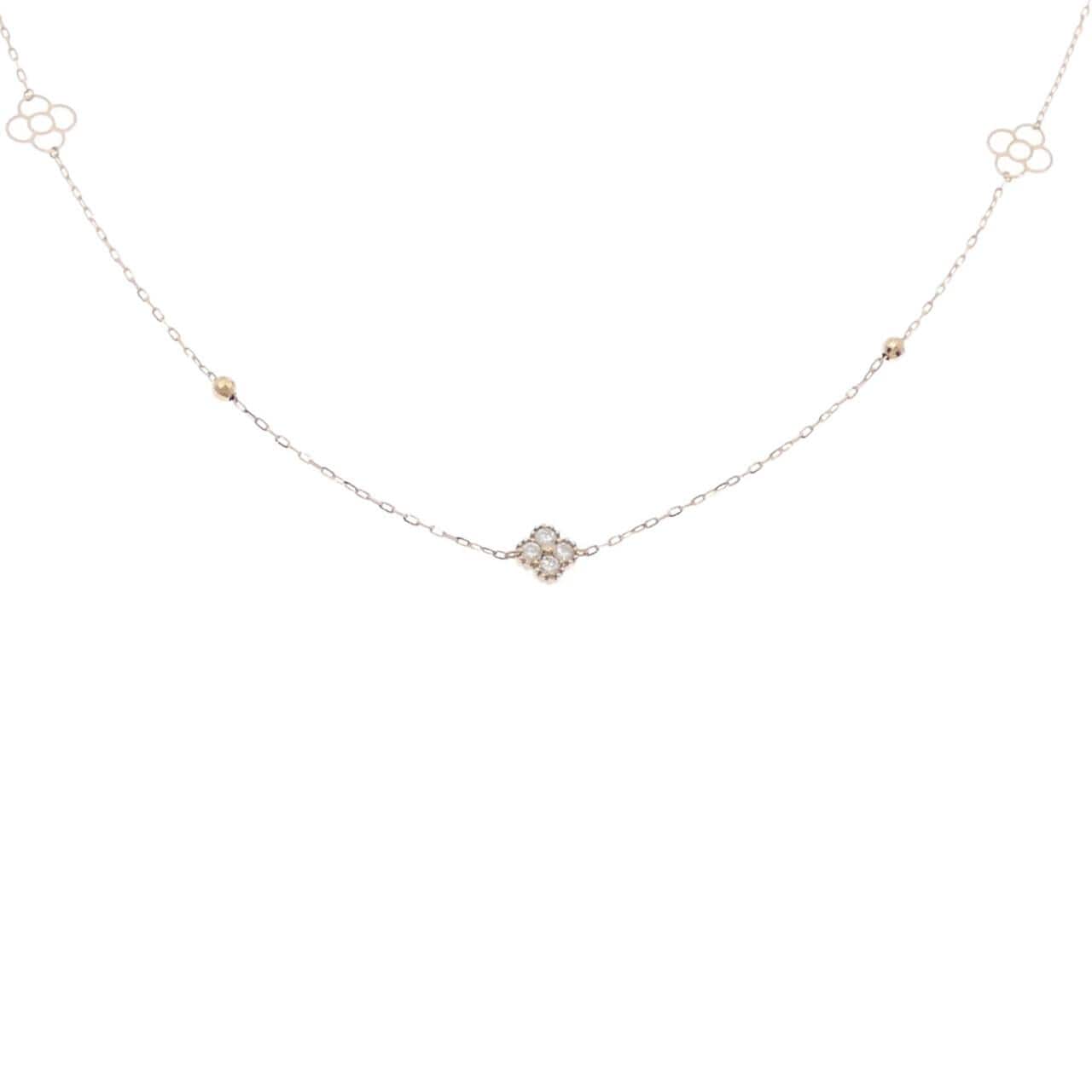 K18PG フラワー ダイヤモンド ネックレス 1.00CT