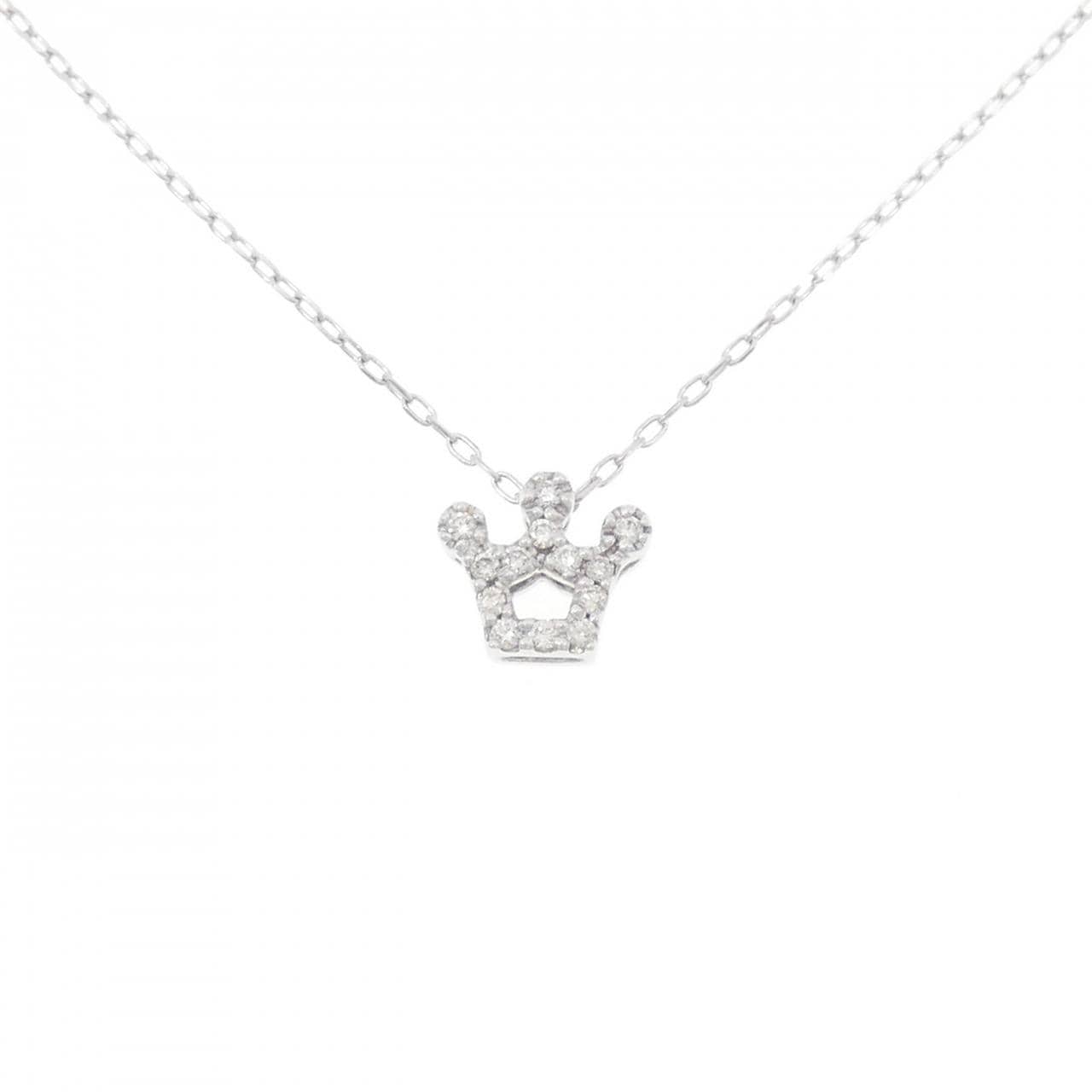 K18WG クラウン ダイヤモンド ネックレス 0.08CT