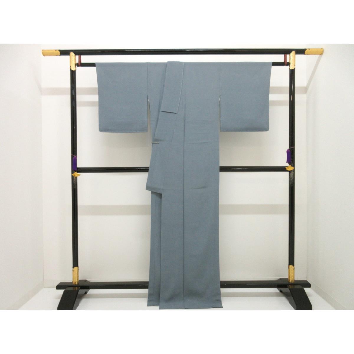 【未使用品】単衣　絽ちりめん色無地　丸に三ツ鱗