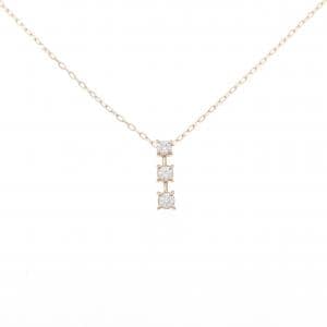 K18PG スリーストーン ダイヤモンド ネックレス 0.18CT