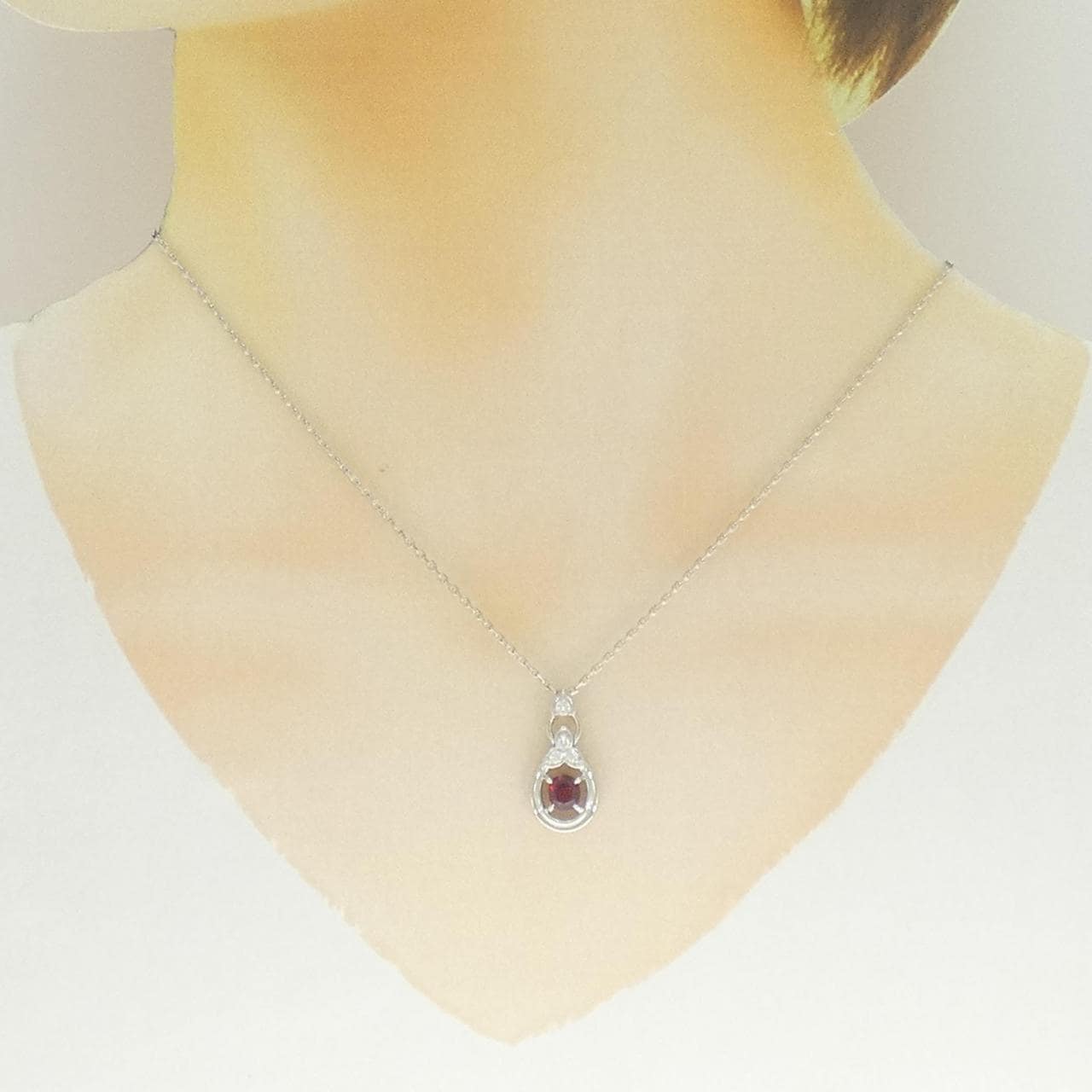 PT900/PT850 ルビー ネックレス 0.77CT