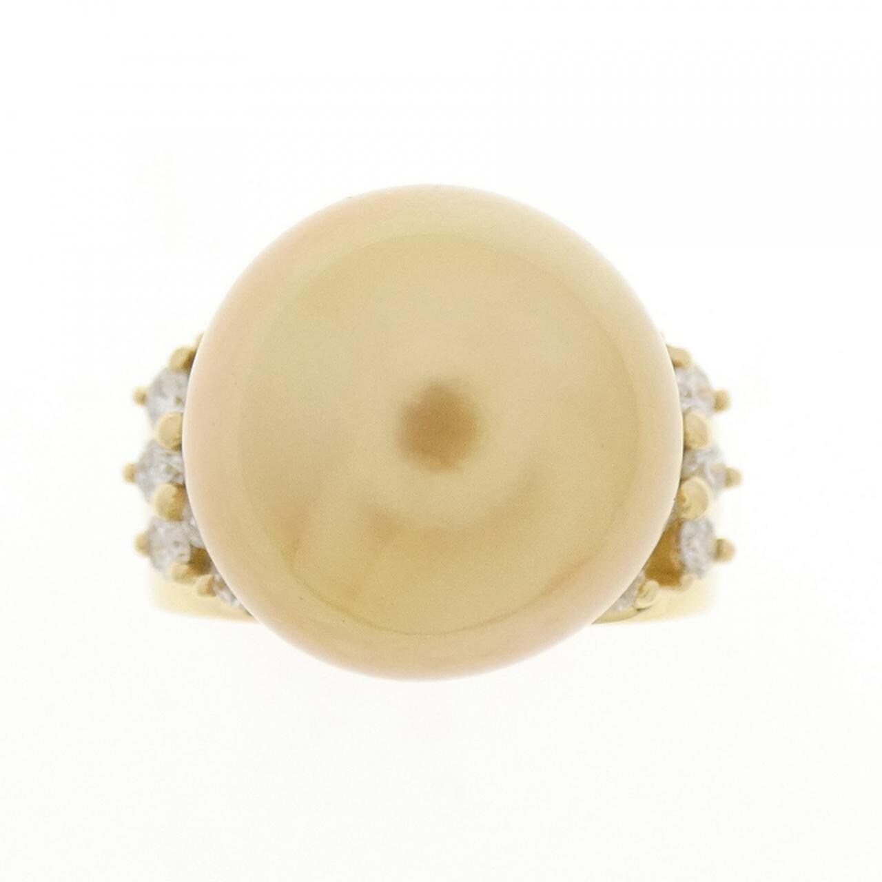 K18YG White Butterfly Pearl ring