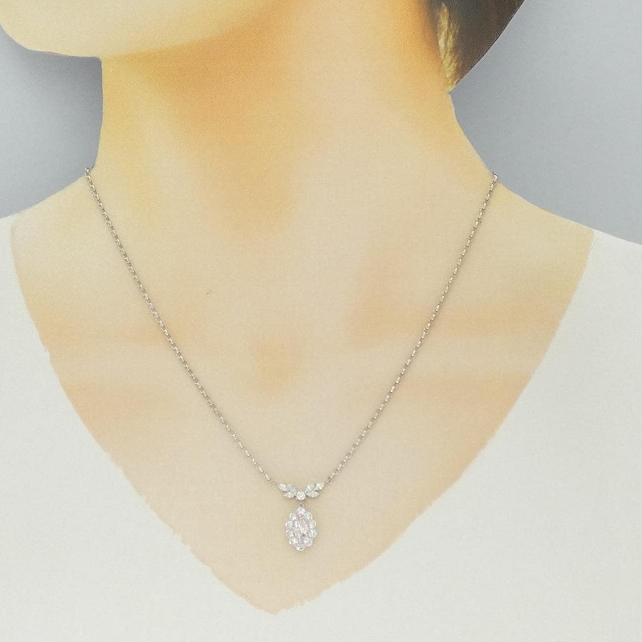 PT900/PT850 ダイヤモンド ネックレス 0.435CT FOP VS1 マーキスカット