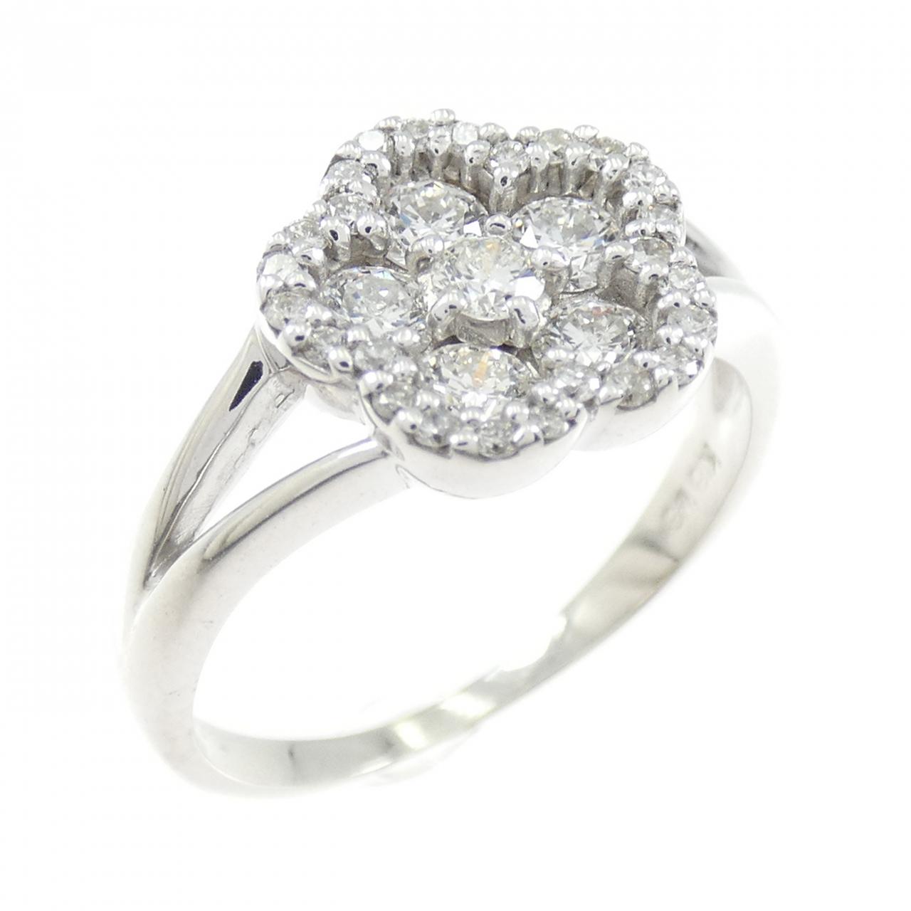 K18WG フラワー ダイヤモンド リング 0.58CT