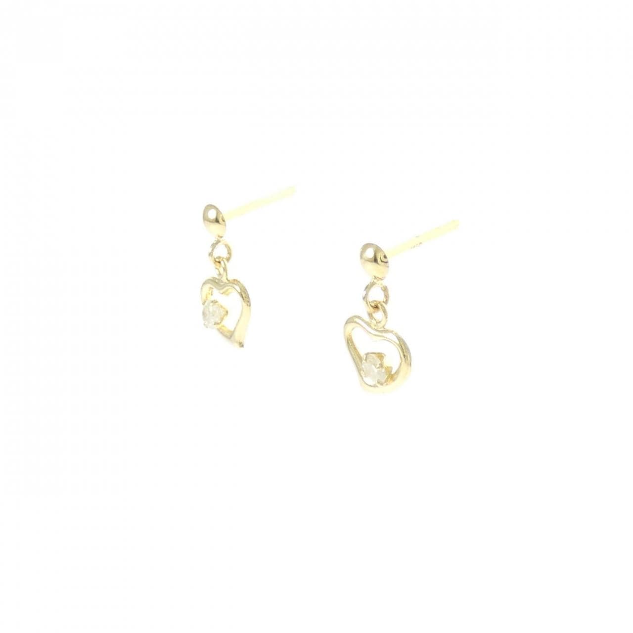 K18YG ハート ダイヤモンド ピアス 0.06CT