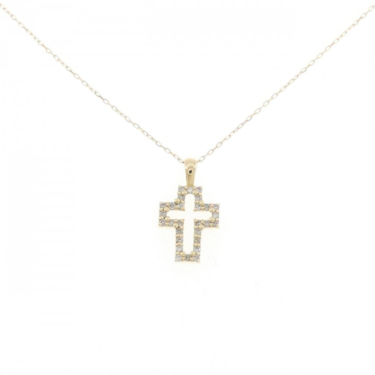 K18YG クロス ダイヤモンド ネックレス 0.11CT