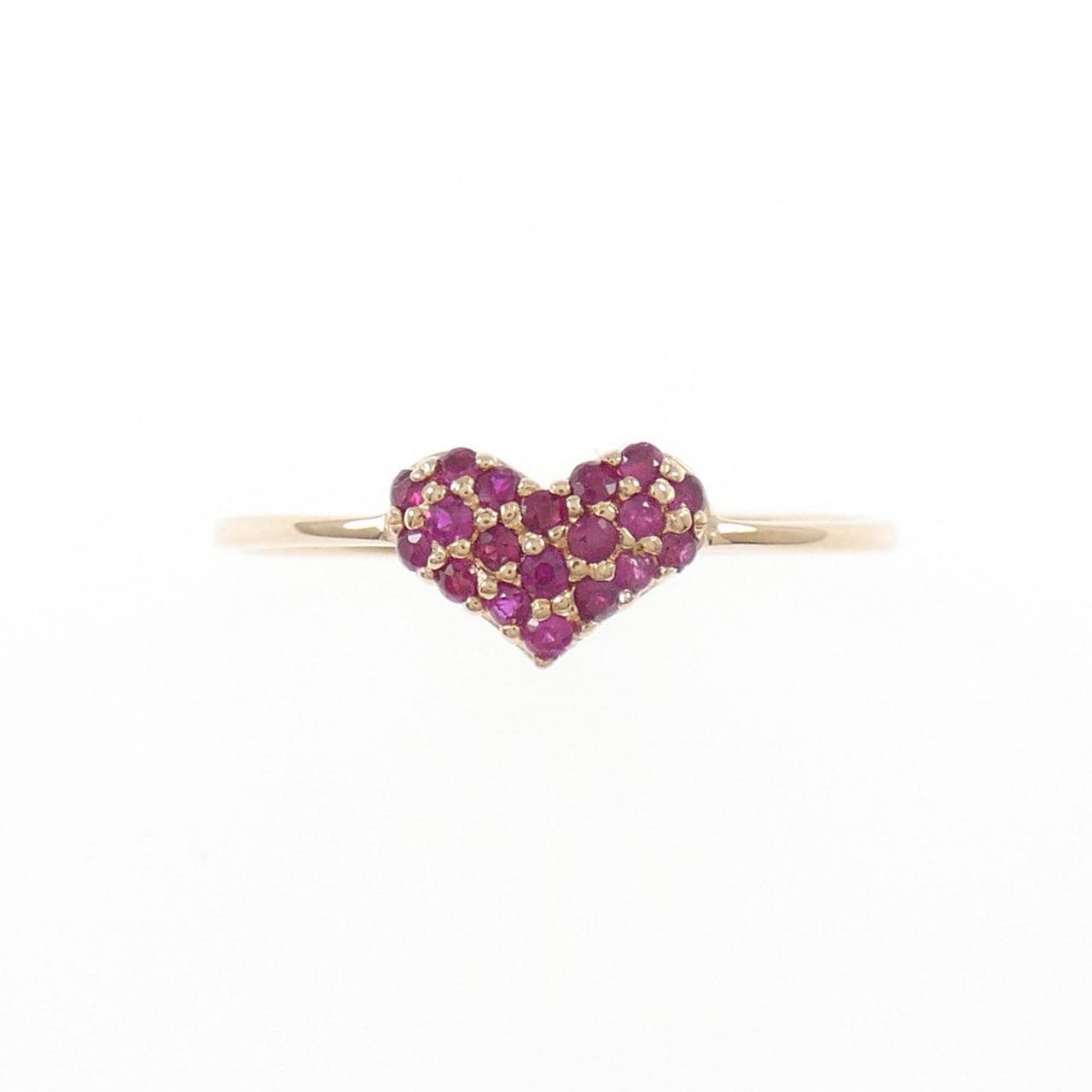 K10PG ハート ルビー リング
