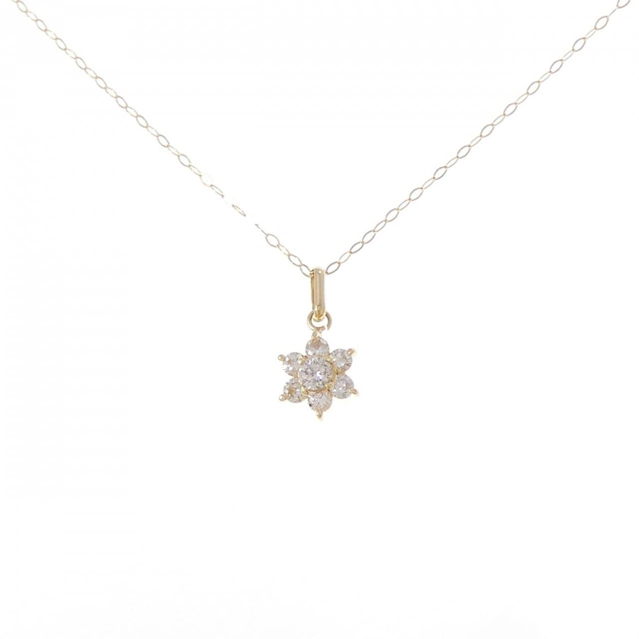 K18YG フラワー ダイヤモンド ネックレス 0.52CT