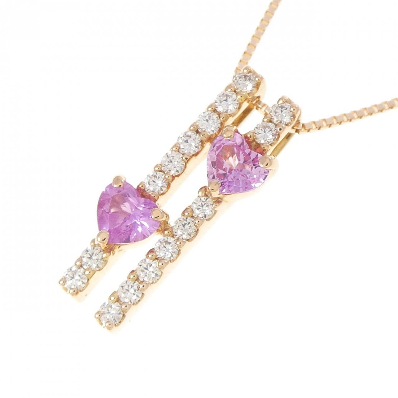 K18PG ハート サファイヤ ネックレス 0.54CT