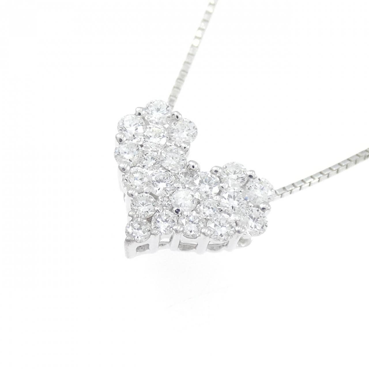 K18WG ハート ダイヤモンド ネックレス 0.50CT