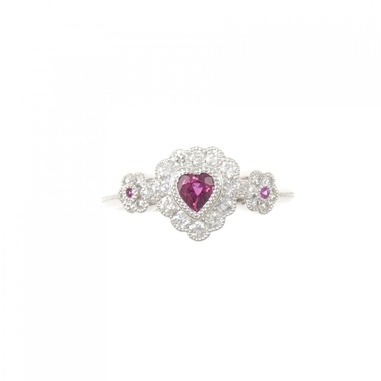 PT900 ハート ルビー リング 0.23CT