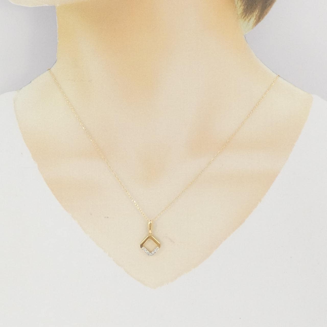 K18YG/PT900 ダイヤモンド ネックレス 0.03CT