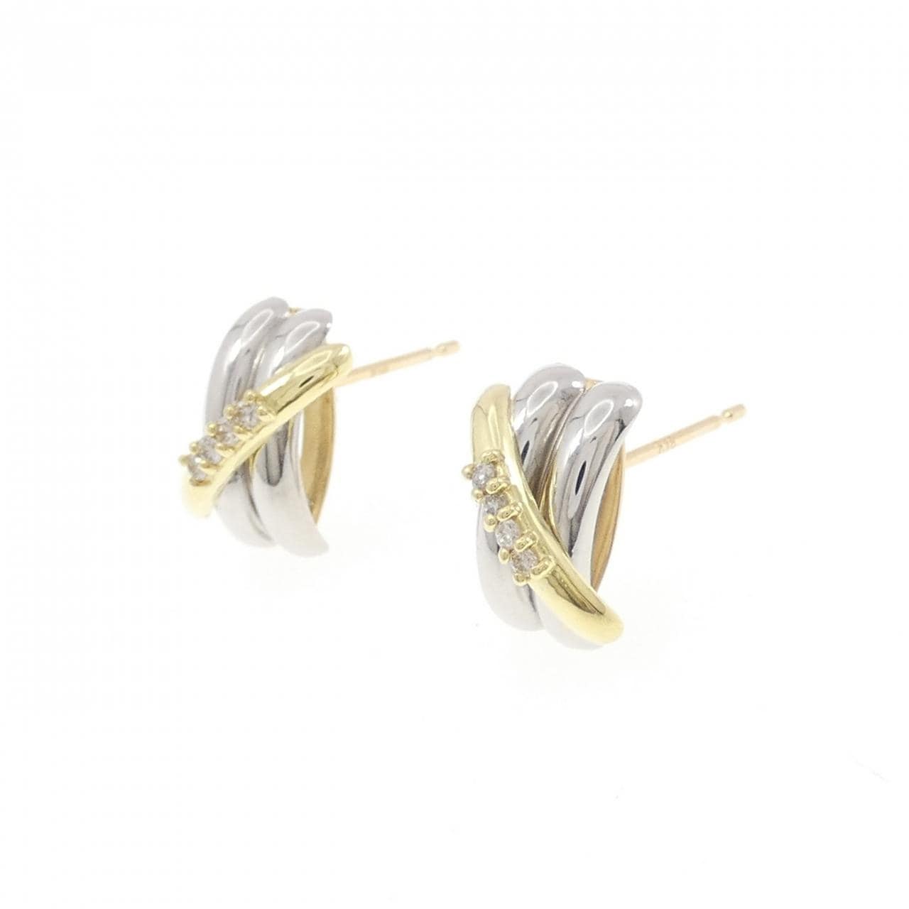 K18YG/PT900 ダイヤモンド ピアス 0.08CT