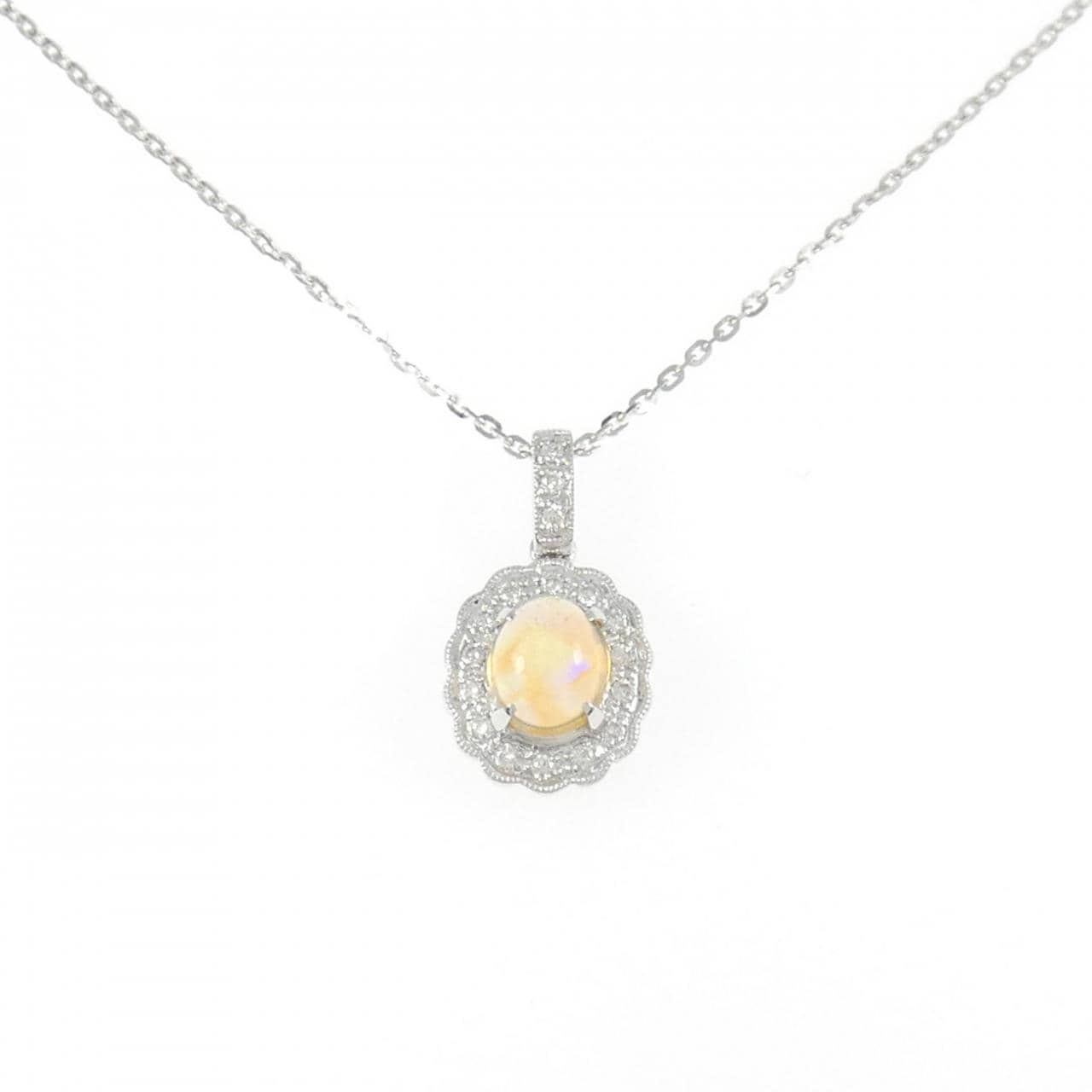 K18WG オパール ネックレス 0.91CT