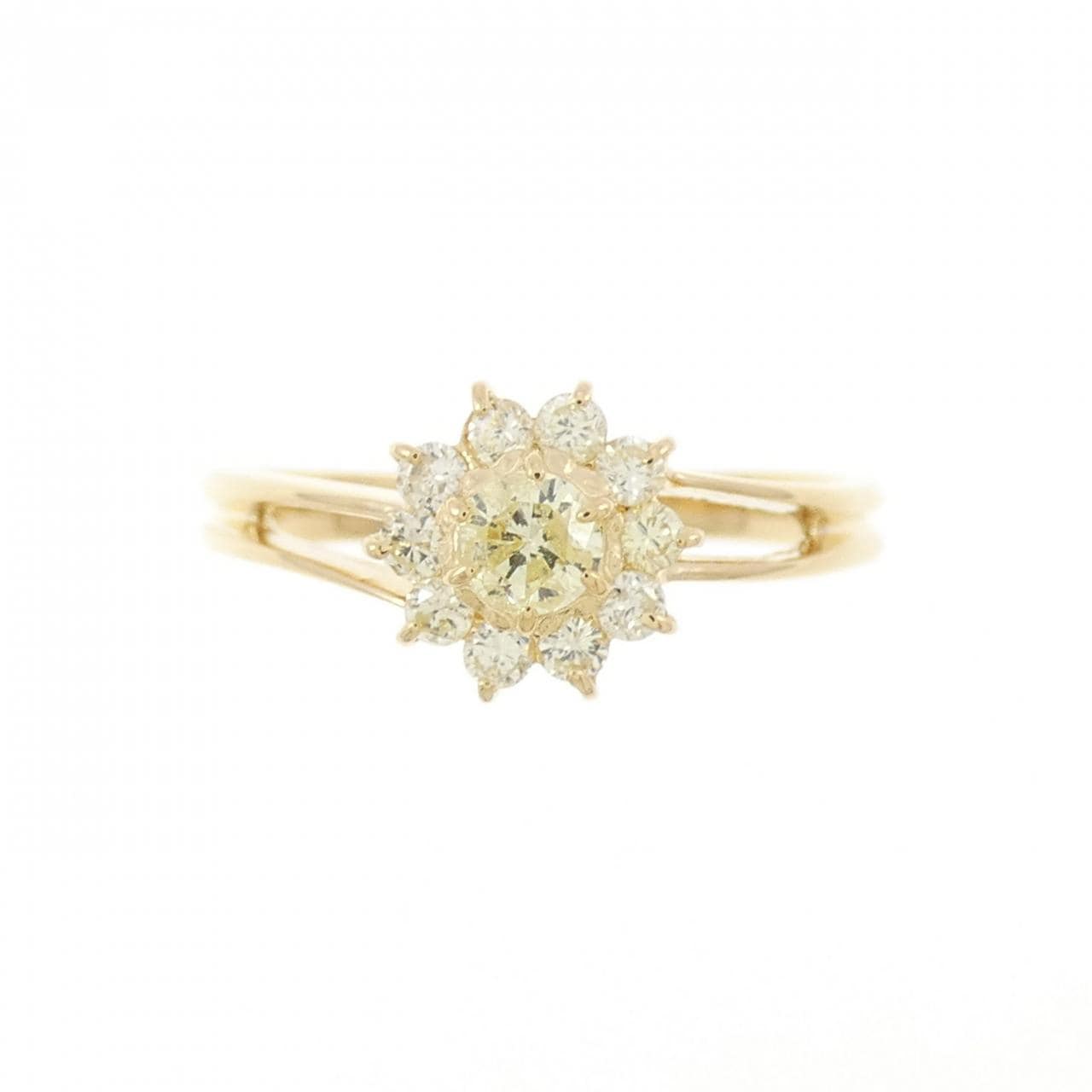 K18YG フラワー ダイヤモンド リング 0.26CT