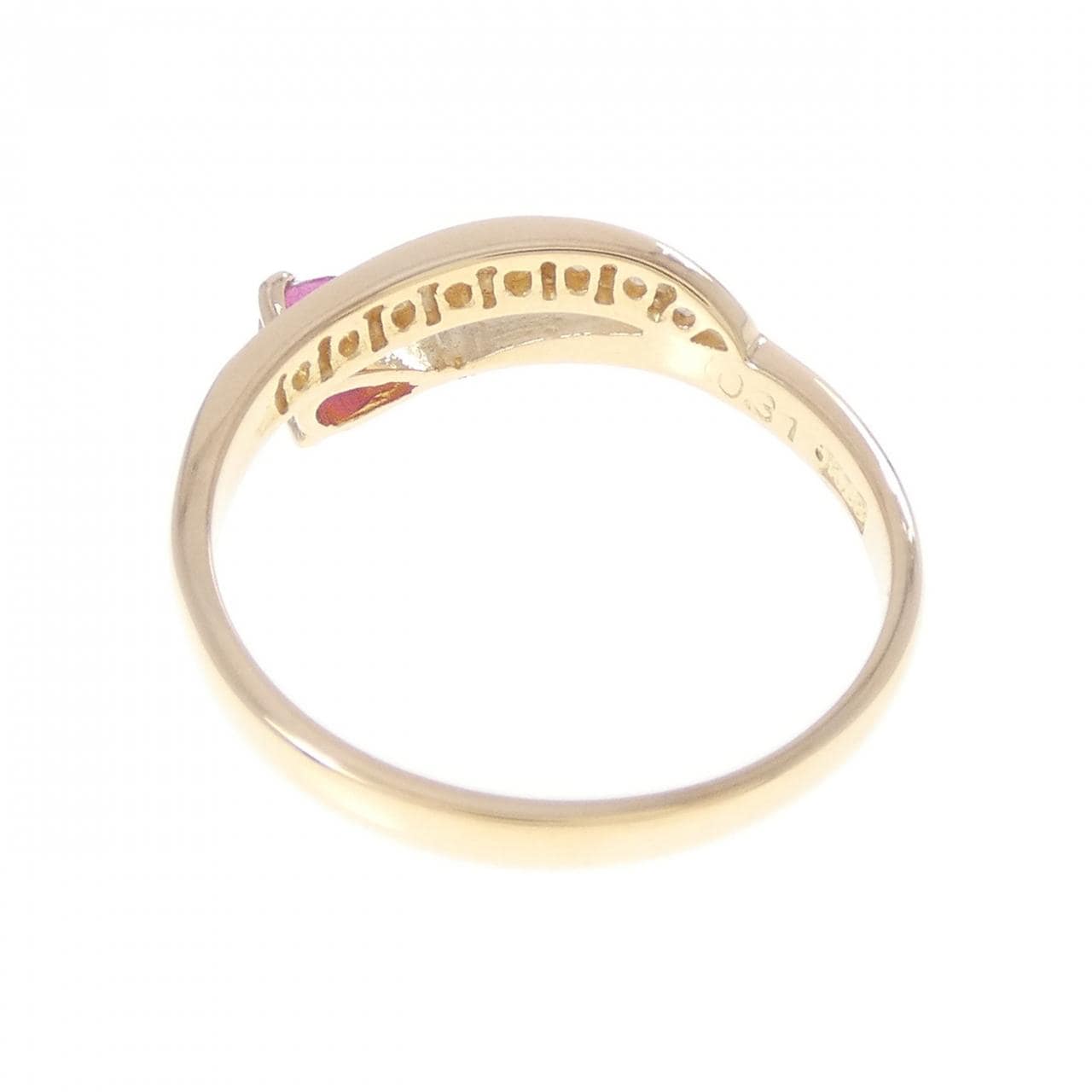 K18YG ルビー リング 0.31CT