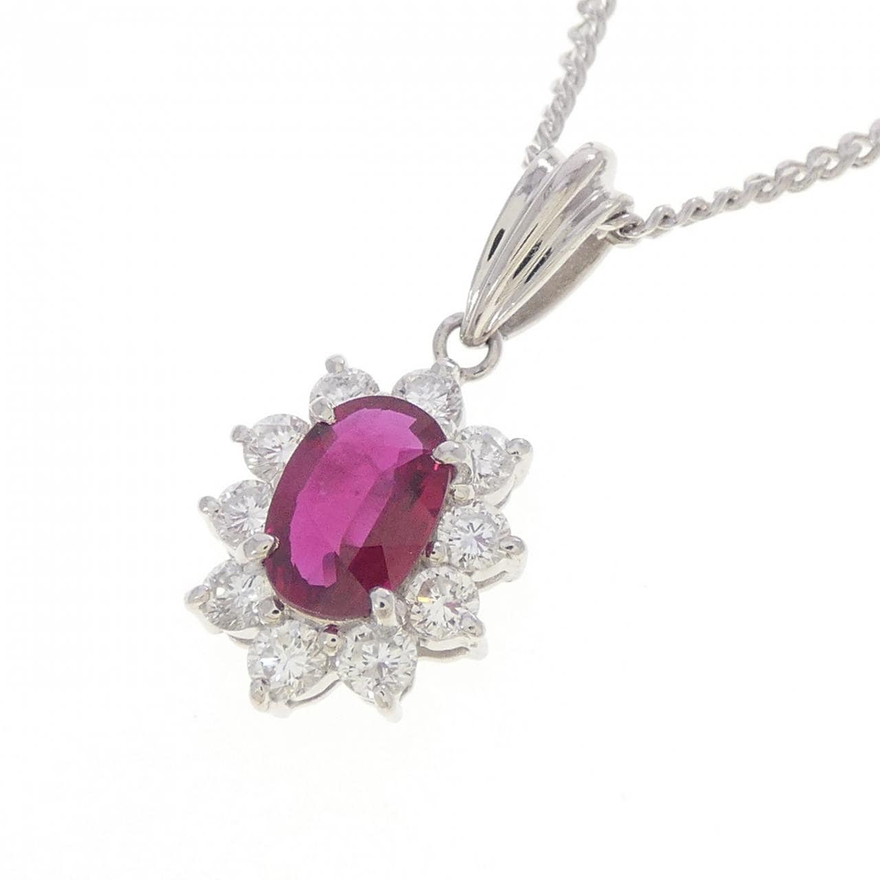 PT900/PT850 ルビー ネックレス 0.76CT