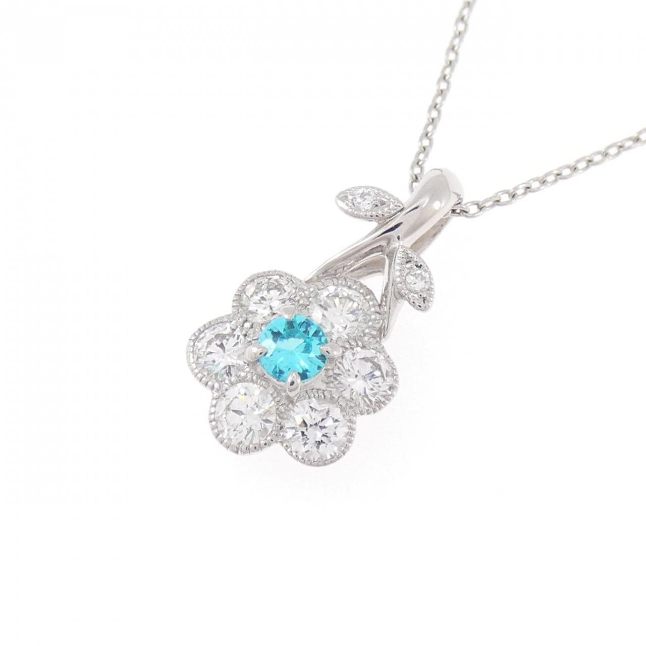 PT900/PT850 フラワー パライバトルマリン ネックレス 0.099CT