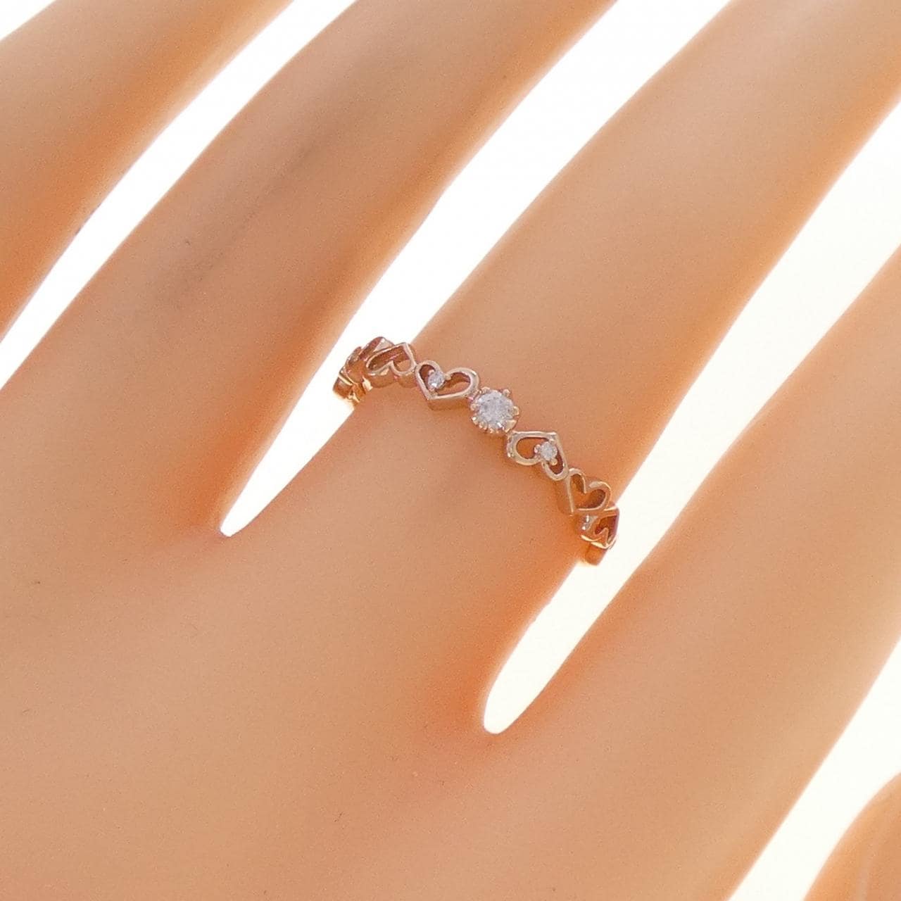 K10PG ハート ダイヤモンド リング