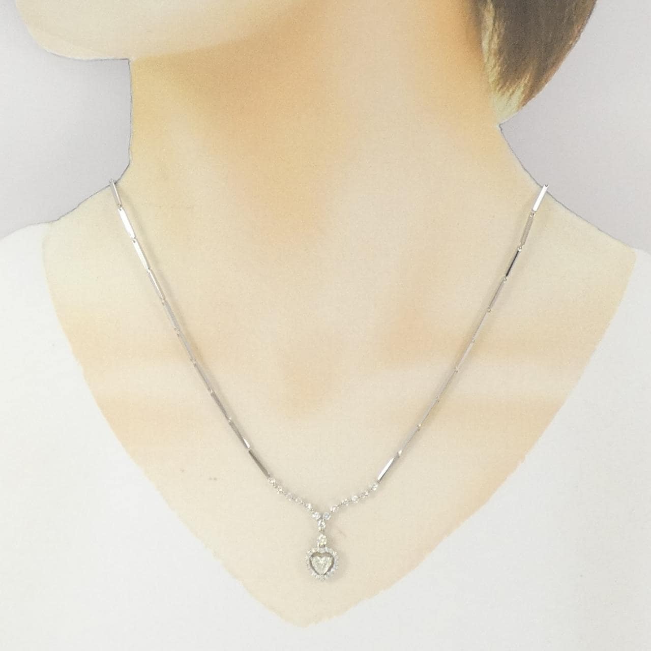PT900/K14WG ハート ダイヤモンド ネックレス 0.468CT