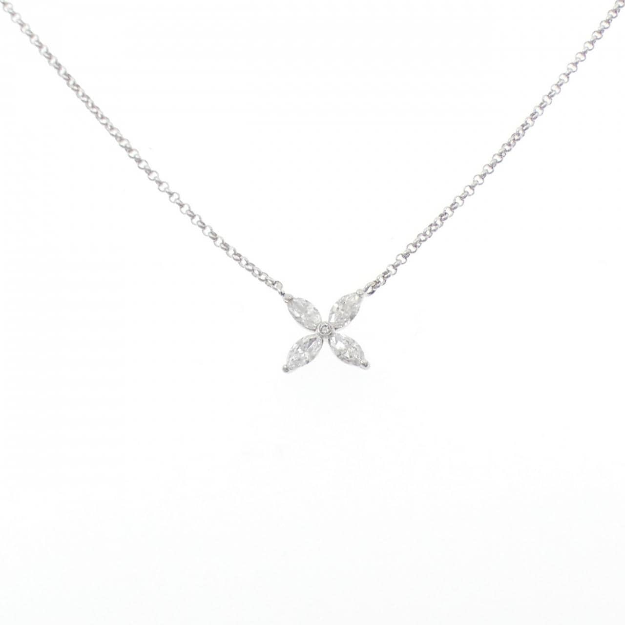 PT900/PT850 フラワー ダイヤモンド ネックレス 0.50CT