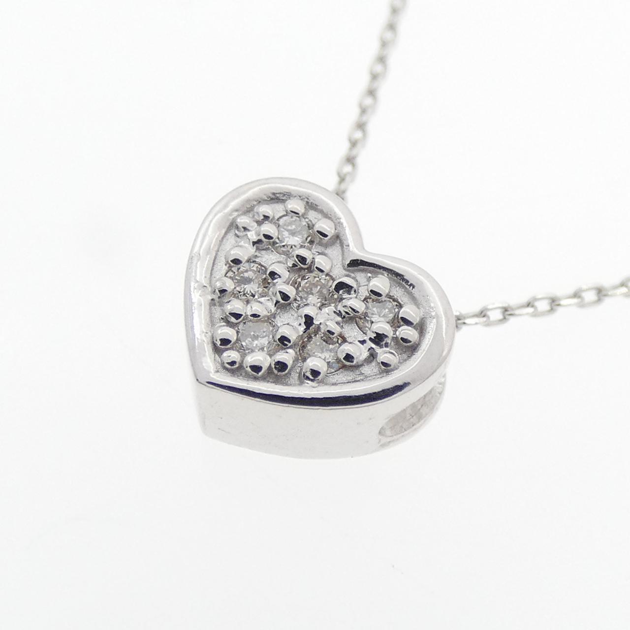 K18WG ハート ダイヤモンド ネックレス 0.06CT