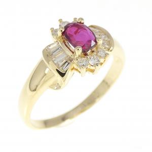 K18YG ルビー リング 0.41CT