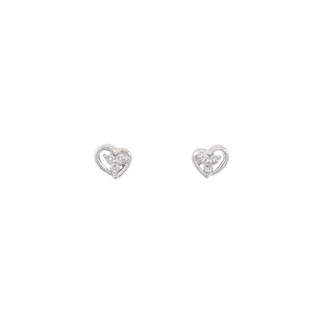 K18WG ハート ダイヤモンド ピアス