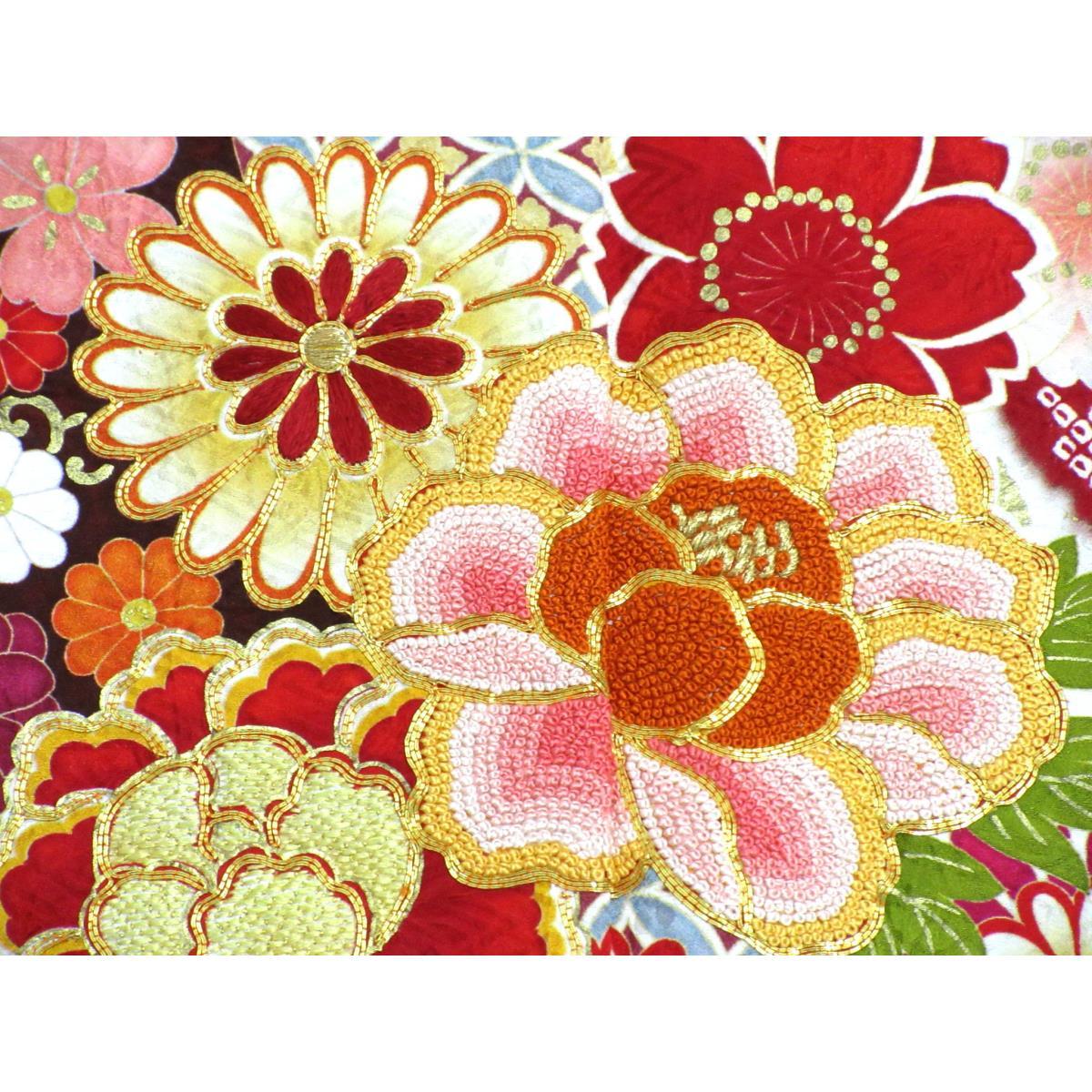 振袖　友禅金彩加工　刺繍入り絞り加工