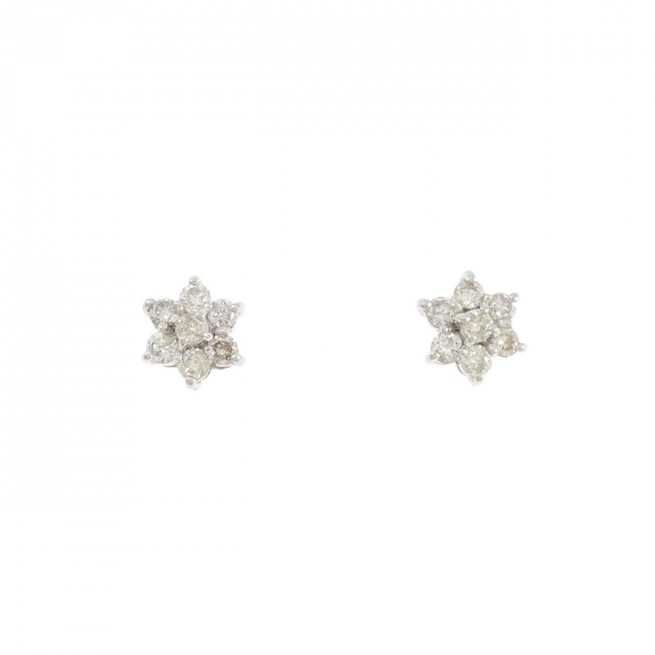 PT900 フラワー ダイヤモンド ピアス 0.30CT