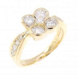 K18YG フラワー ダイヤモンド リング 1.00CT