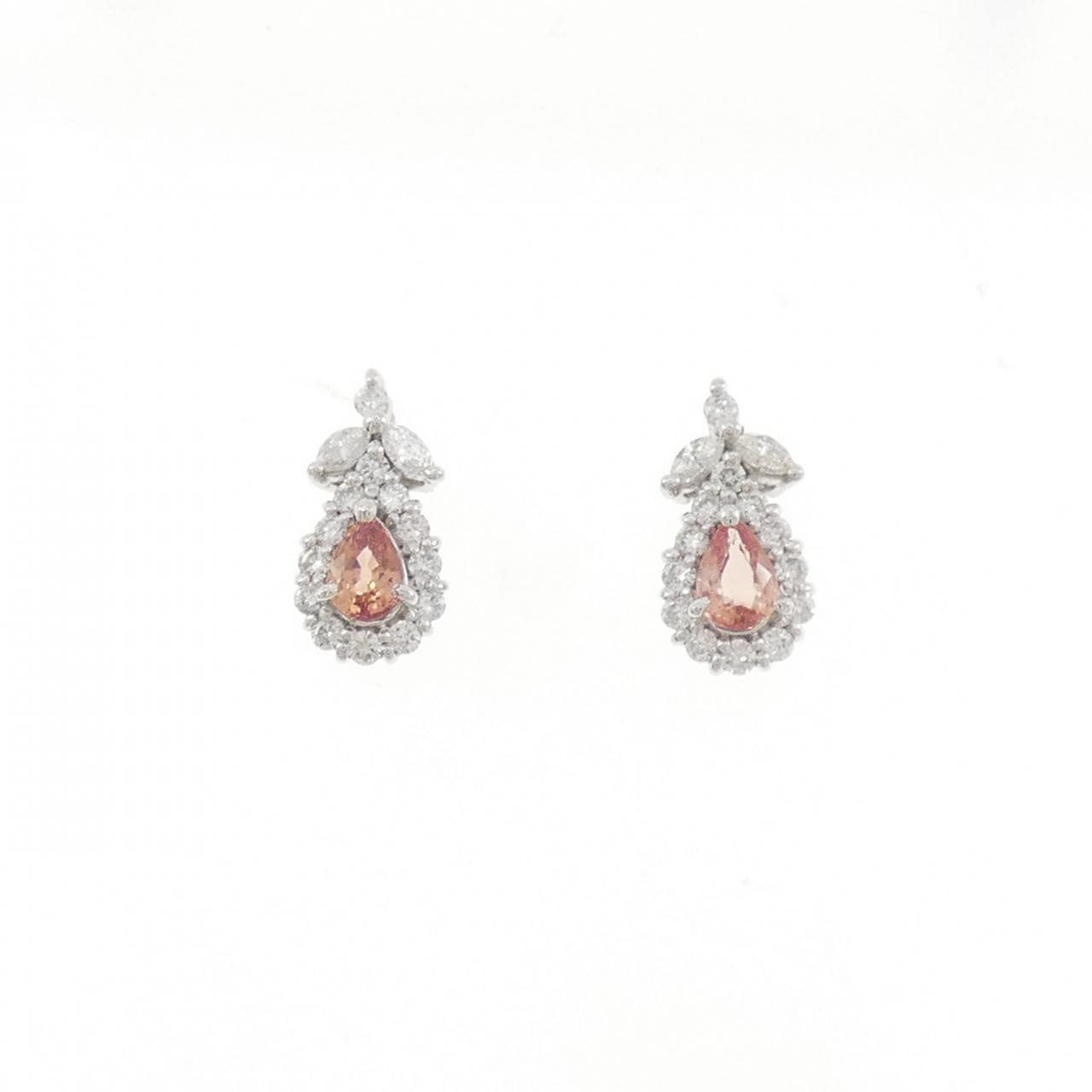 PT900 パパラチアサファイヤ ピアス 0.552CT
