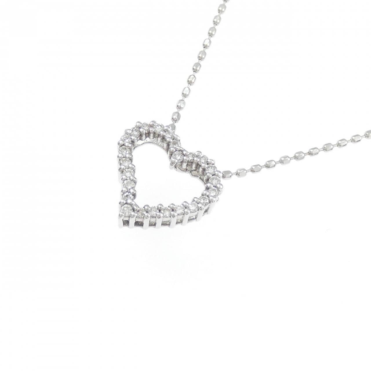 K10WG ハート ダイヤモンド ネックレス 0.10CT