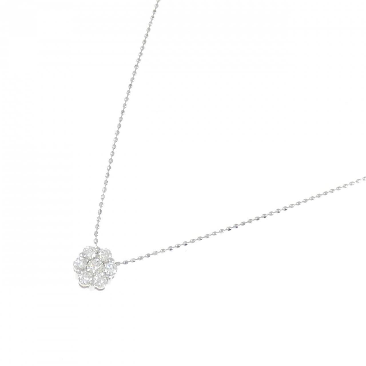 K18WG flower Diamond necklace 0.35CT