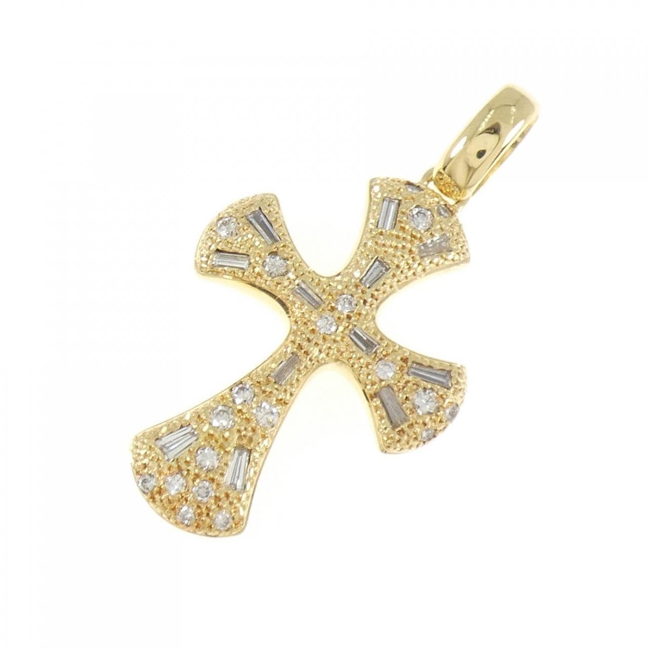 K18YG クロス ダイヤモンド ペンダント 0.371CT