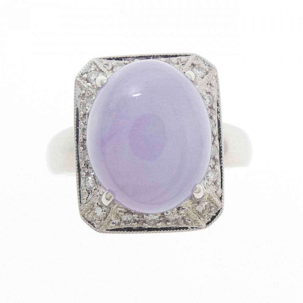 K18WG ラベンダーヒスイ リング 7.90CT