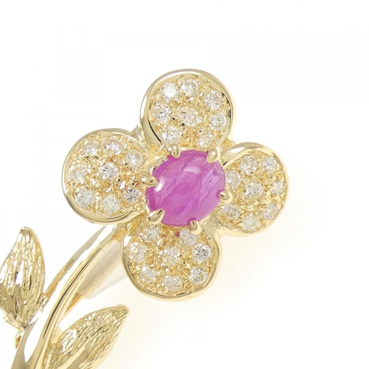 ポンテヴェキオ フラワー ルビー ブローチ 0.68CT