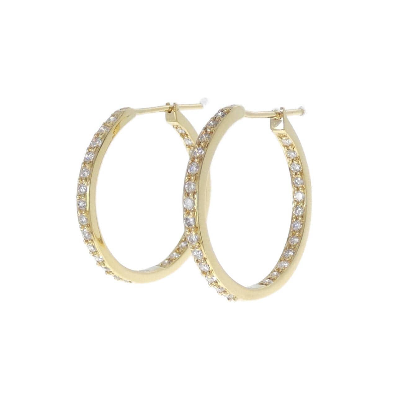 K18YG フープ ダイヤモンド ピアス 0.70CT