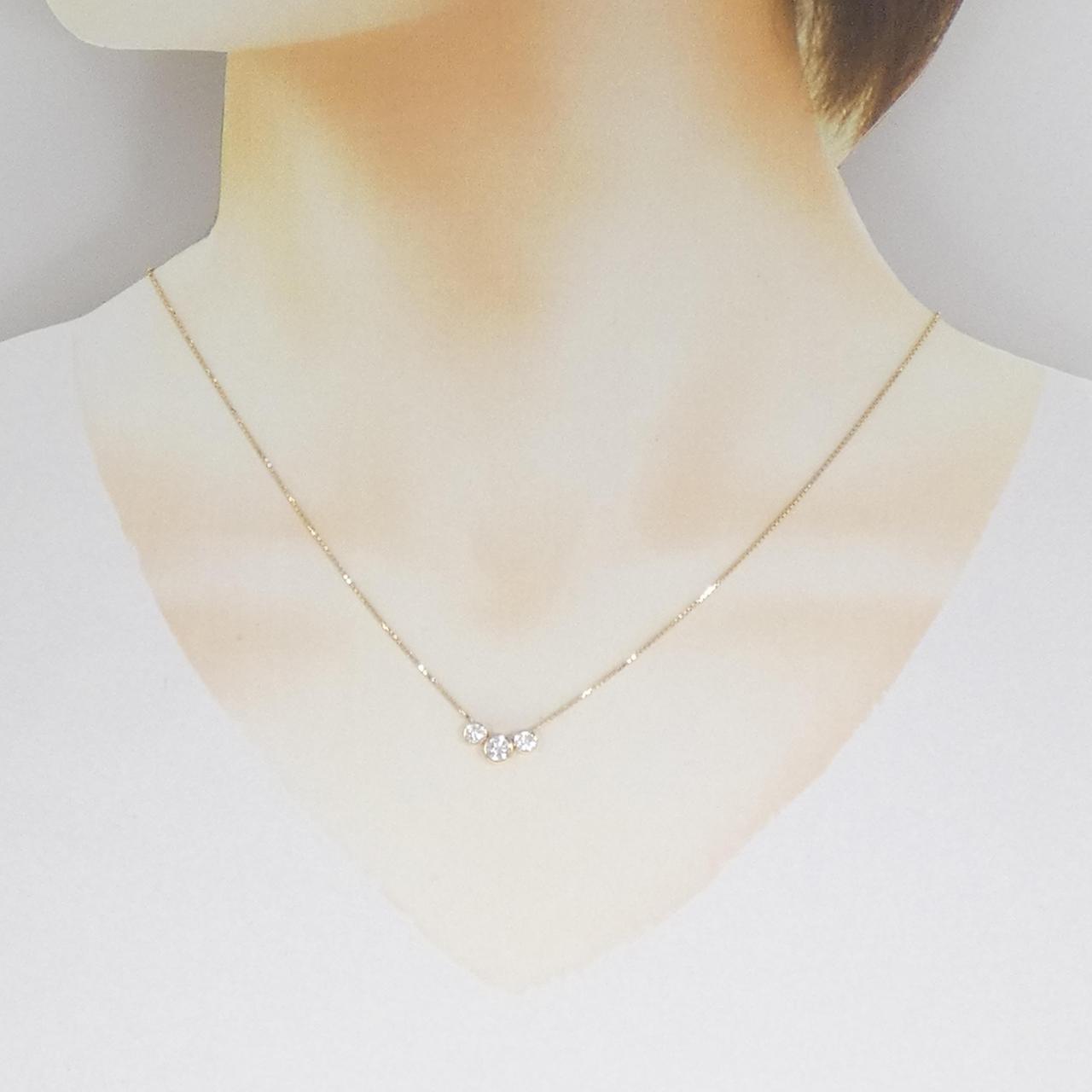 K18YG スリーストーン ダイヤモンド ネックレス 0.51CT