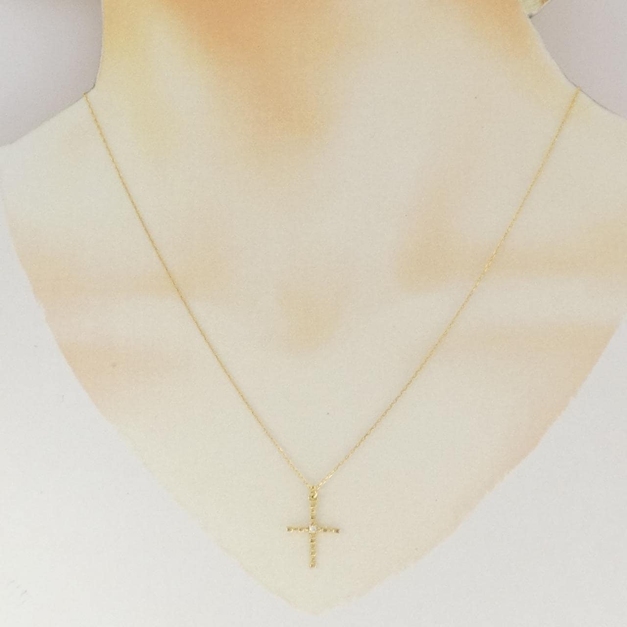 K18YG クロス ダイヤモンド ネックレス