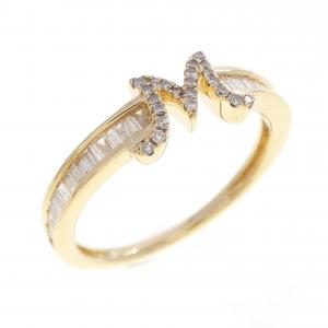 K18YG イニシャルM ダイヤモンド リング 0.25CT