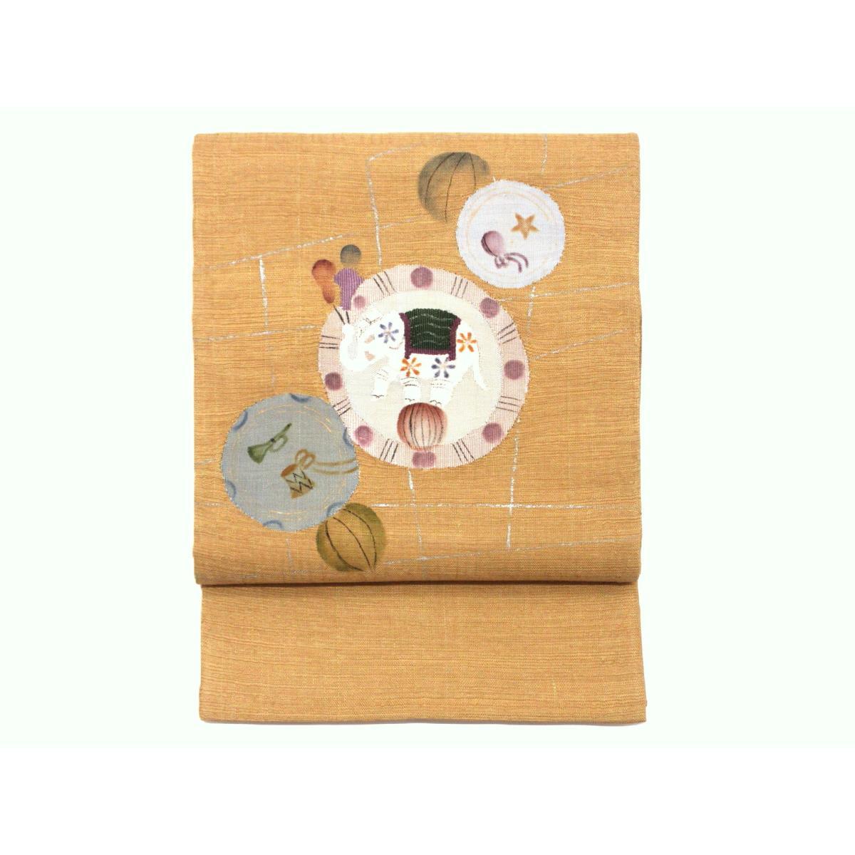 袋帯　すくい織　友禅銀彩加工