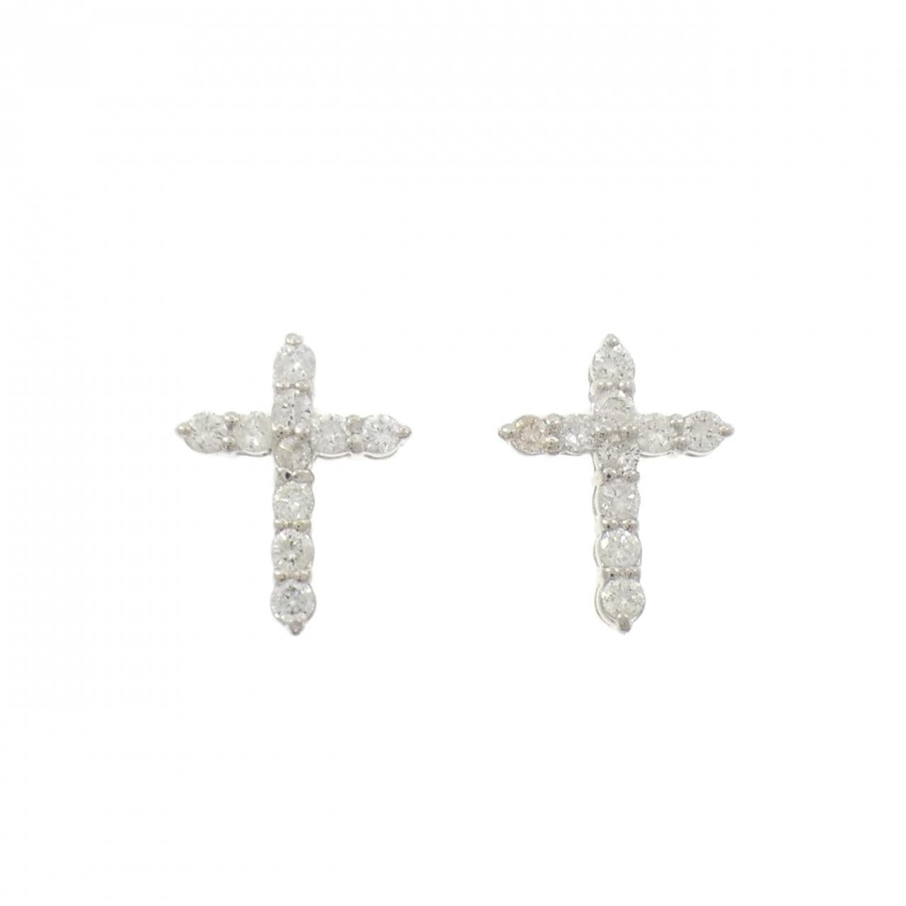 PT900 クロス ダイヤモンド ピアス 0.50CT